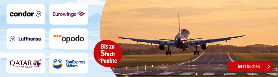 Jetzt Flüge buchen und viele Extra-Punkte sichern.