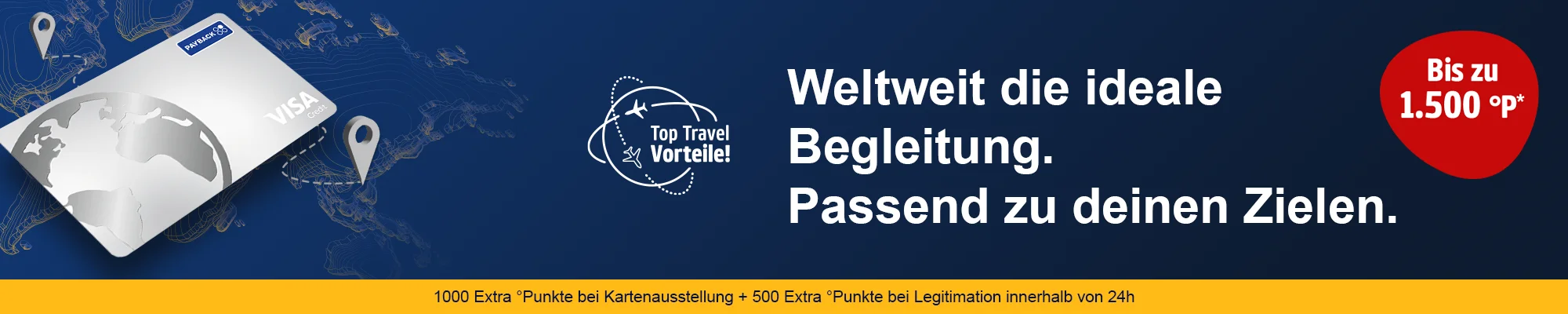 Die PAYBACK Visa Kreditkarte als idealer Begleiter weltweit.