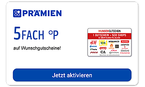 Aktiviere diesen Coupon für 5fach Punkte auf deine Wunschgutschein Bestellung!