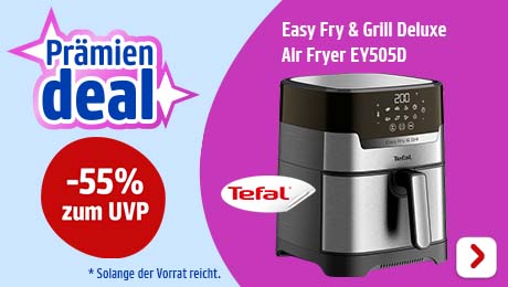 PAYBACK Prämien: Sichere dir den TEFAL Easy Fry & Grill Deluxe Air Fryer EY505D -55% zum UVP. Punkte einlösen.