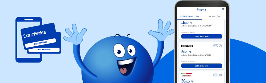 Schritt 2 Im Menü auf „eCoupons“ klicken und (falls vorhanden) eCoupon des Shop aktivieren, um Extra°Punkte zu sammeln.