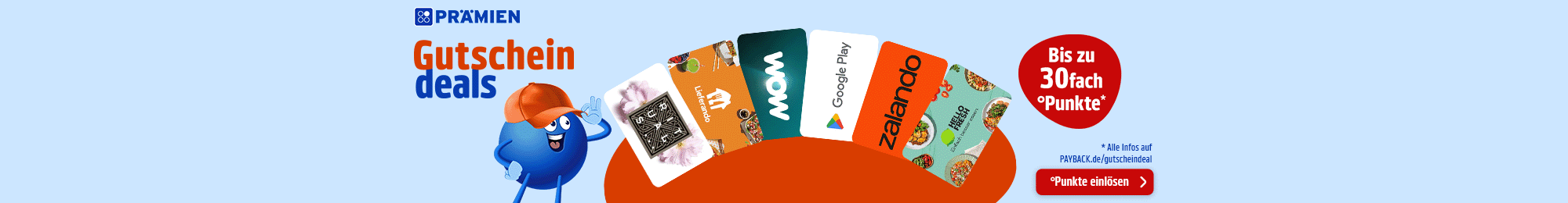 PAYBACK Prämien: Sichere dir jetzt bis zu 30fach Punkte auf ausgewählte Gutscheine.