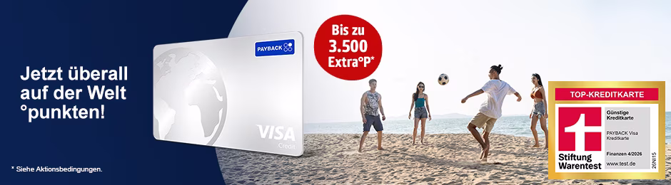 Die PAYBACK Visa Kreditkarte als idealer Begleiter weltweit.