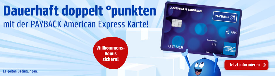 Dauerhaft bei PAYBACK Partnern doppelt °punkten mit der PAYBACK American Express Karte!