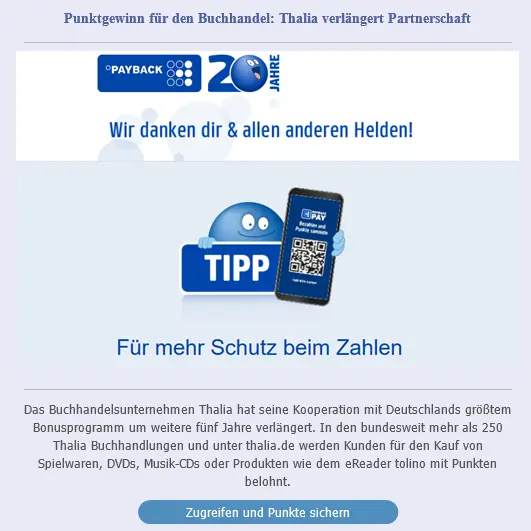 Aktueller Phishing Hinweis 20 Jahre Mail