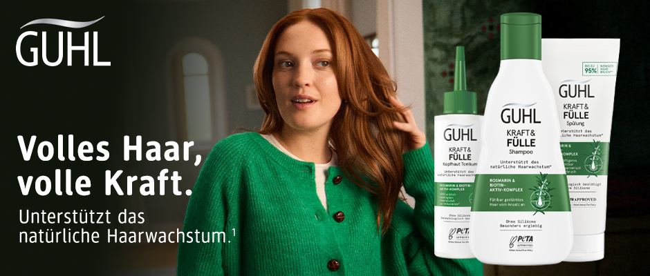 Guhl: Volles Haar. Volle Kraft. Unterstützt das natürliche Haarwachstum.