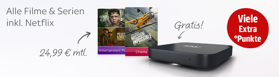 Viele Extra Punkte mit dem Sky Cinema & Entertainment Plus Paket für nur 24,99€ monatlich.