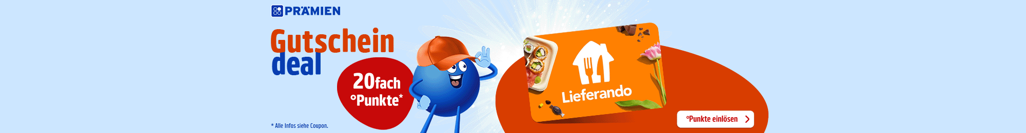 PAYBACK Prämien: Bis zu 20fach Punkte auf Lieferando Gutscheinbestellungen! Jetzt Coupon aktivieren
