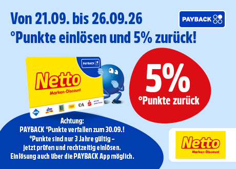Bis 26.09. bei Netto Punkte einlösen und 5% zurück erhalten