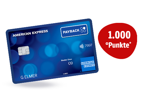 PAYBACK American Express Karte: 1.000 Extra-Punkte. Dauerhaft ohne Jahresgebühr. Es gelten Bedingungen. 
