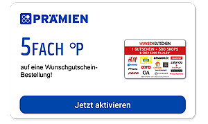 Aktiviere diesen Coupon für 5fach Punkte auf deine Wunschgutschein Bestellung!