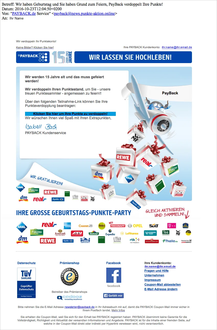 Beispiel einer Phishing Mail