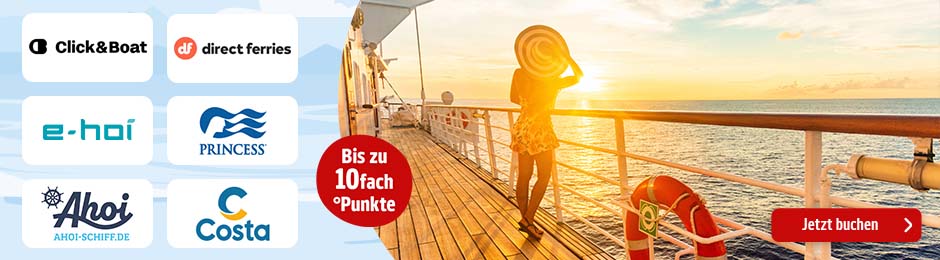 Jetzt Kreuzfahrt buchen und viele Extra-Punkte sammeln. Hier klicken.