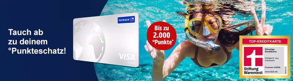Die PAYBACK Visa Kreditkarte als idealer Begleiter weltweit.