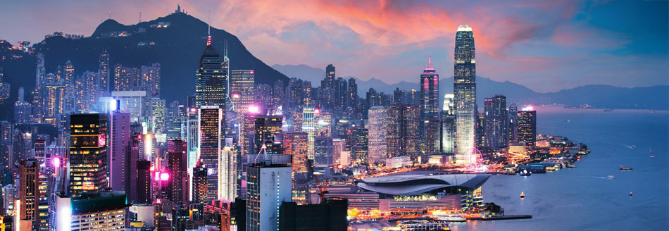 Hongkong in der Abenddämmerung
