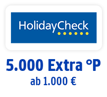 Jetzt bei HolidayCheck 5000 Extra-Punkte ab 1000 € Buchungswert. Hier klicken.