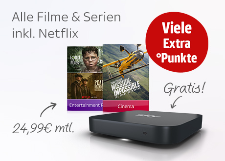 Viele Extra Punkte mit dem Sky Cinema & Entertainment Plus Paket für nur 24,99€ monatlich.