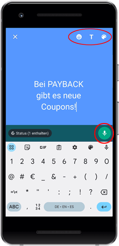 Eine Texttafel als WhatsApp-Status nutzen