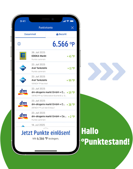 Jederzeit deinen °Punktestand im Blick mit der PAYBACK App