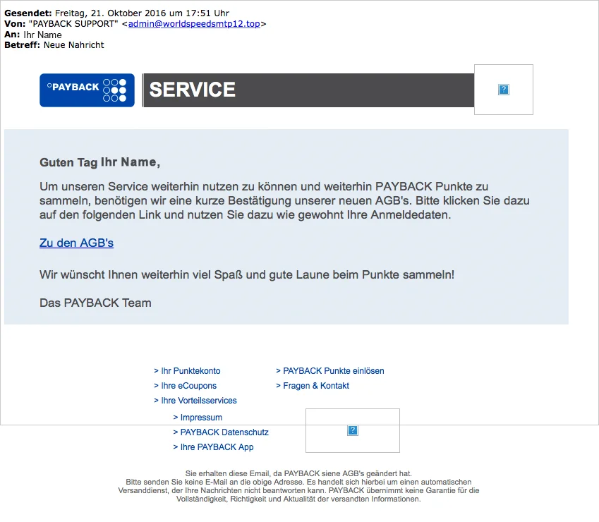 Beispiel einer Phishing Mail