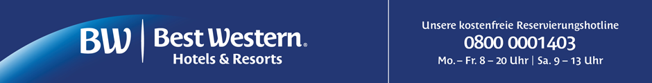 Best Western. Kostenfreie telefonische Reservierungshotline: 0800-0001403. Montag bis Freitag, 8 – 20 Uhr. Samstag: 9 – 13 Uhr.