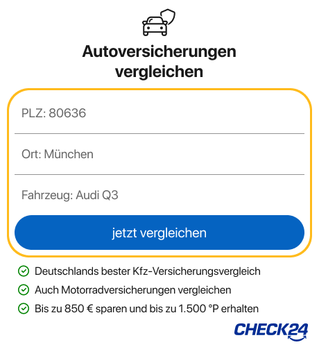 Hier mit Check24 Autoversicherungen vergleichen.