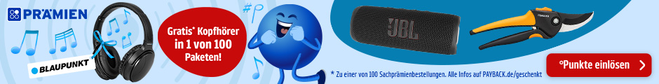 PAYBACK Prämien: Gratis Blaupunkt Kopfhörer in einem von 100 Paketen. Jetzt Punkte einlösen.