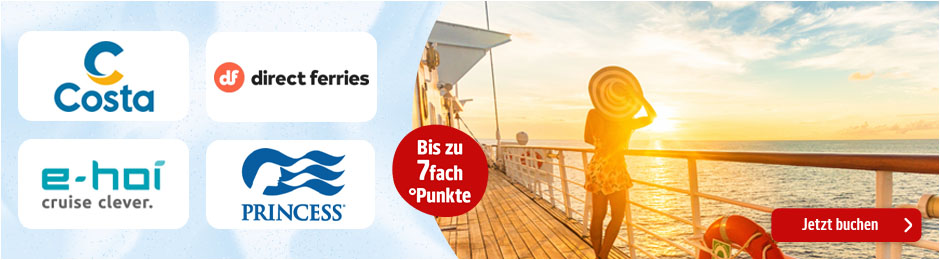 Jetzt Kreuzfahrten buchen und viele Extra-Punkte sammeln. Hier klicken.