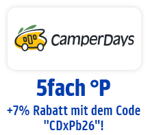 Mit Camperdays 5fach punkten. Hier klicken.
