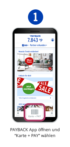PAYBACK App öffnen + Karte & Pay wählen
