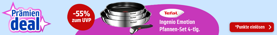PAYBACK Prämien Deal: TEFAL Ingenio Emotion Pfannen-Set 4-tlg -55% zum UVP. Zur Aktionsseite.