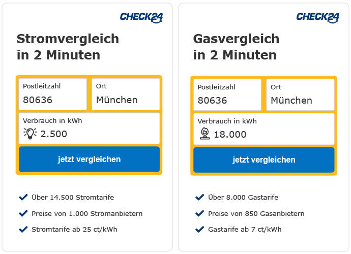 Jetzt mit CHECK24 Energie Strom und Gastarife vergleichen und dabei punkten.