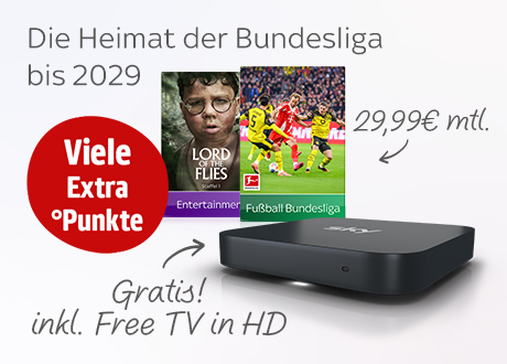Viele Extra Punkte mit dem Sky Entertainment & Fußball Bundesliga Paket für nur 29,99€ monatlich.