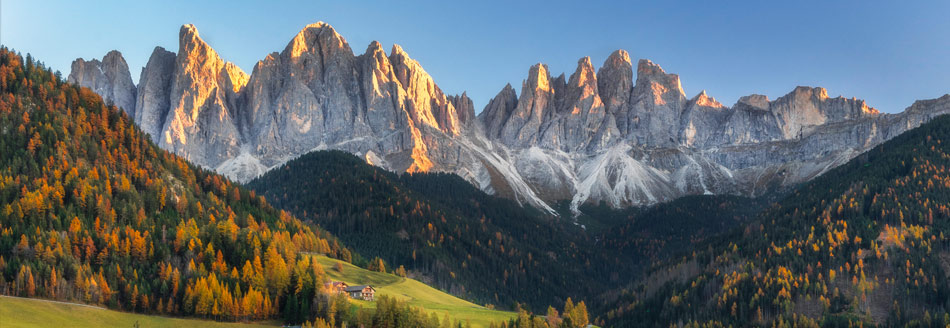 Der Ort Santa Maddalena in der Nähe der Dolomiten