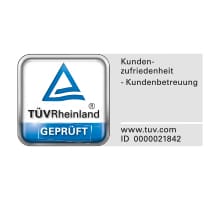 TÜV Rheinland geprüft. Kundezufriedenheit: Kundenbetreuung.