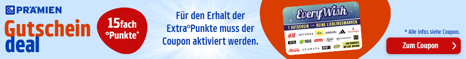 PAYBACK Prämien: Sichere dir jetzt 15fach Punkte auf Everywish Gutscheine.