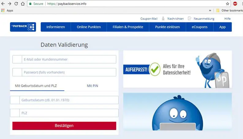 Beispiel einer Phishing Mail