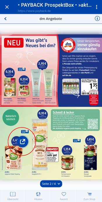 Ein interaktiver Prospekt in PAYBACK Prospekte