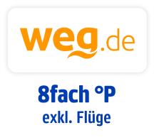 Jetzt bei weg.de 8fach punkten, außer auf Flüge. Hier klicken.