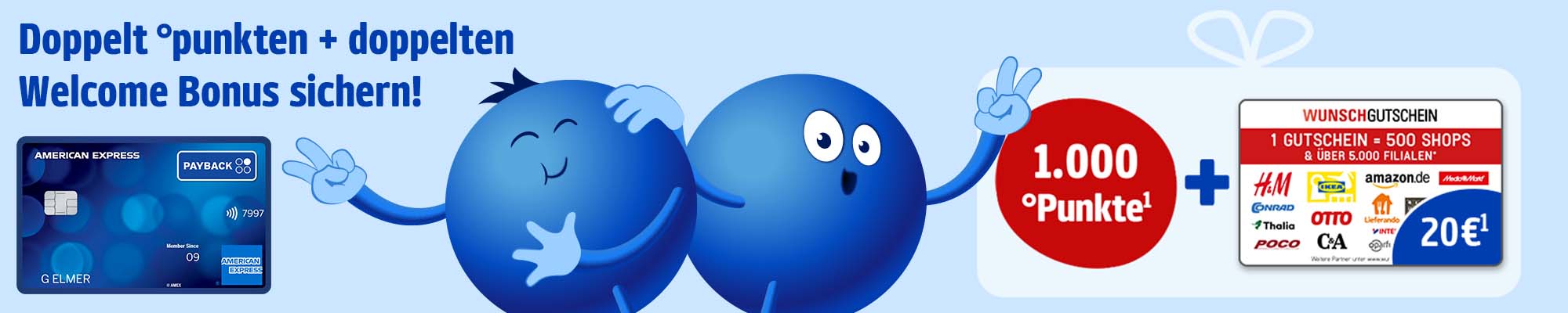 PAYBACK American Express Karte: 1.000 Extra-Punkte. Dauerhaft ohne Jahresgebühr. Es gelten Bedingungen.