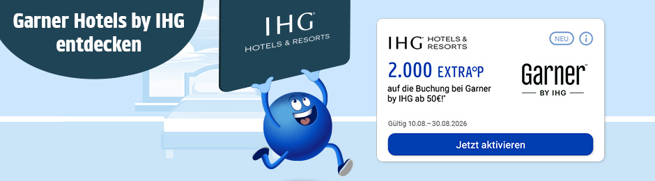 2.000 Extra Punkte auf die Buchung bei Garner by IHG ab 50€