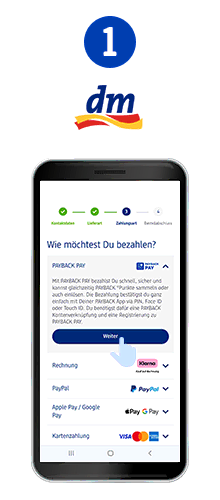 1. PAYBACK PAY als Zahlungsmittel wählen