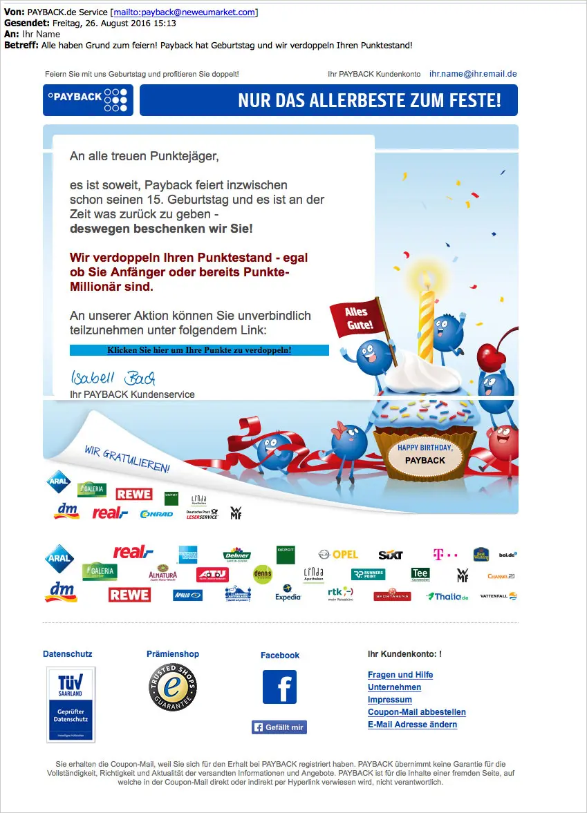Beispiel einer Phishing Mail