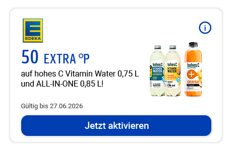 50 Extra Punkte auf hohes C Vitamin Water 0,75L und ALL-IN-ONE 0,85 L