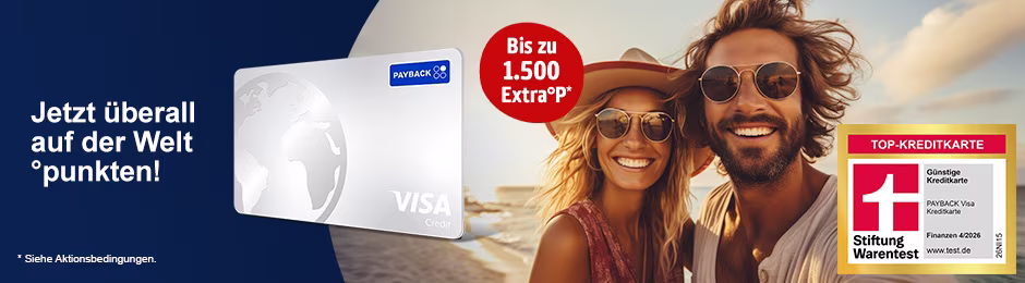 Die PAYBACK Visa Kreditkarte als idealer Begleiter weltweit.