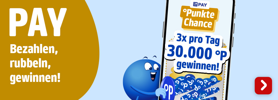 Gewinne mit PAY bei jeder Zahlung. Erhalte mit etwas Glück 30.000 Punkte - nur bis 30.08.2026.